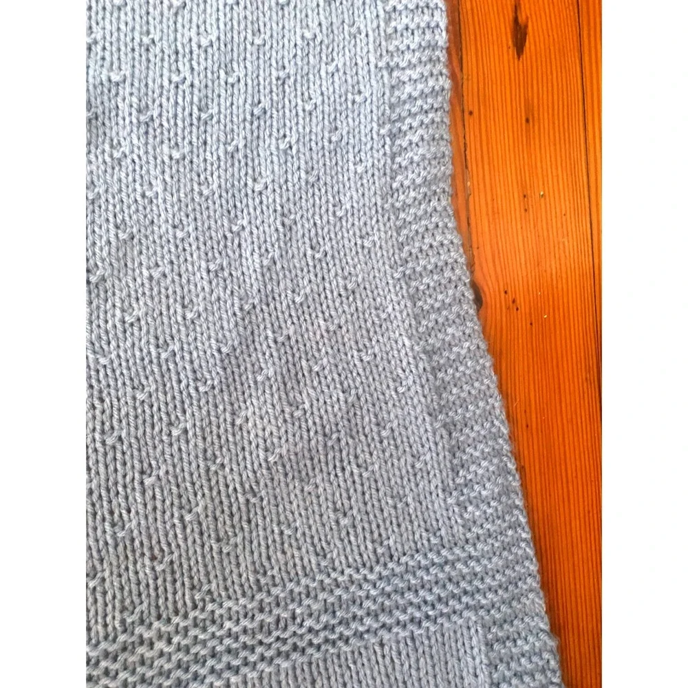 Handmade Knit Baby Blanket Light Blue Nautical Sailboat Nursery Throw